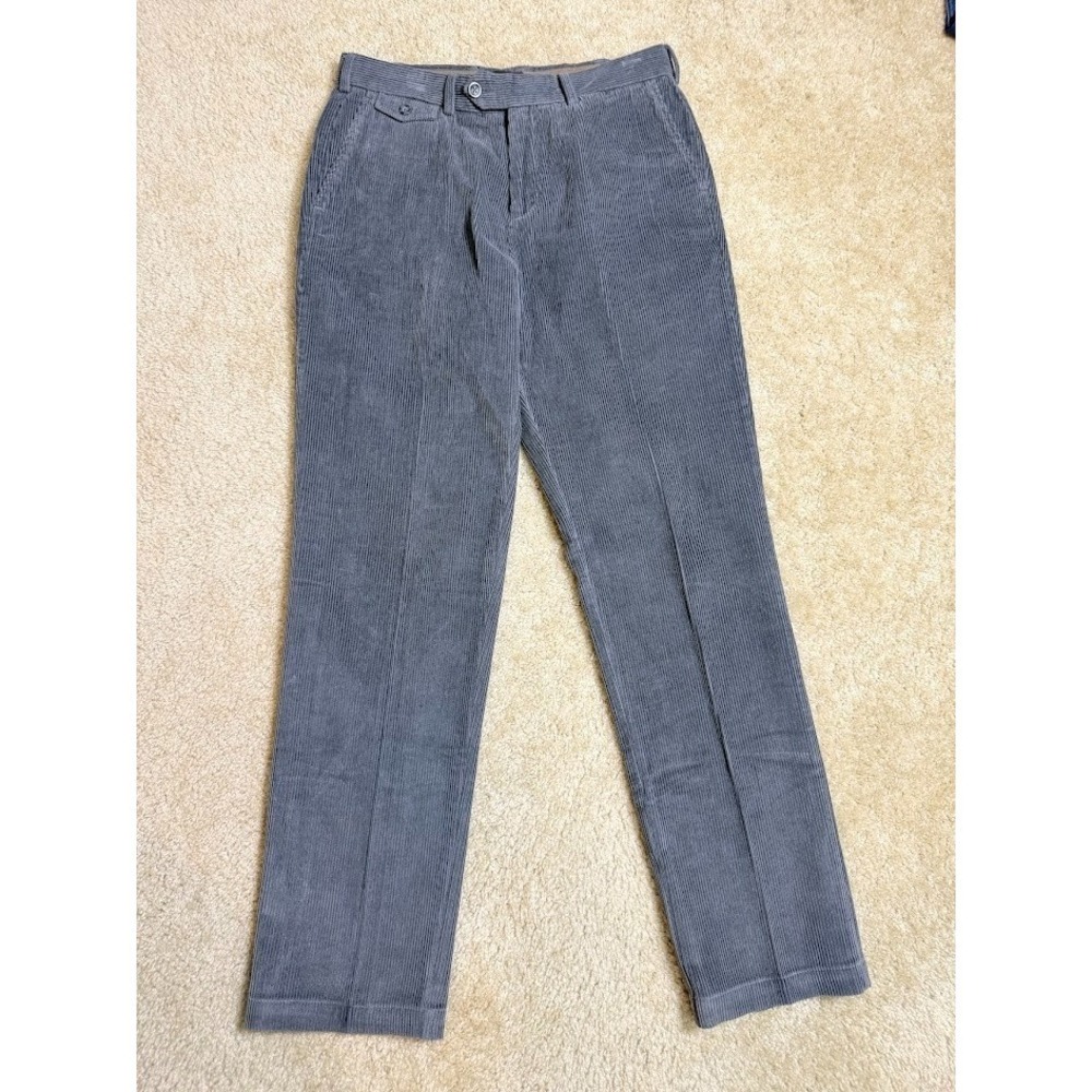 Black Brown 1826 Mens Grey Corduroy Pants Classic Fit 100% Cotton 32x32